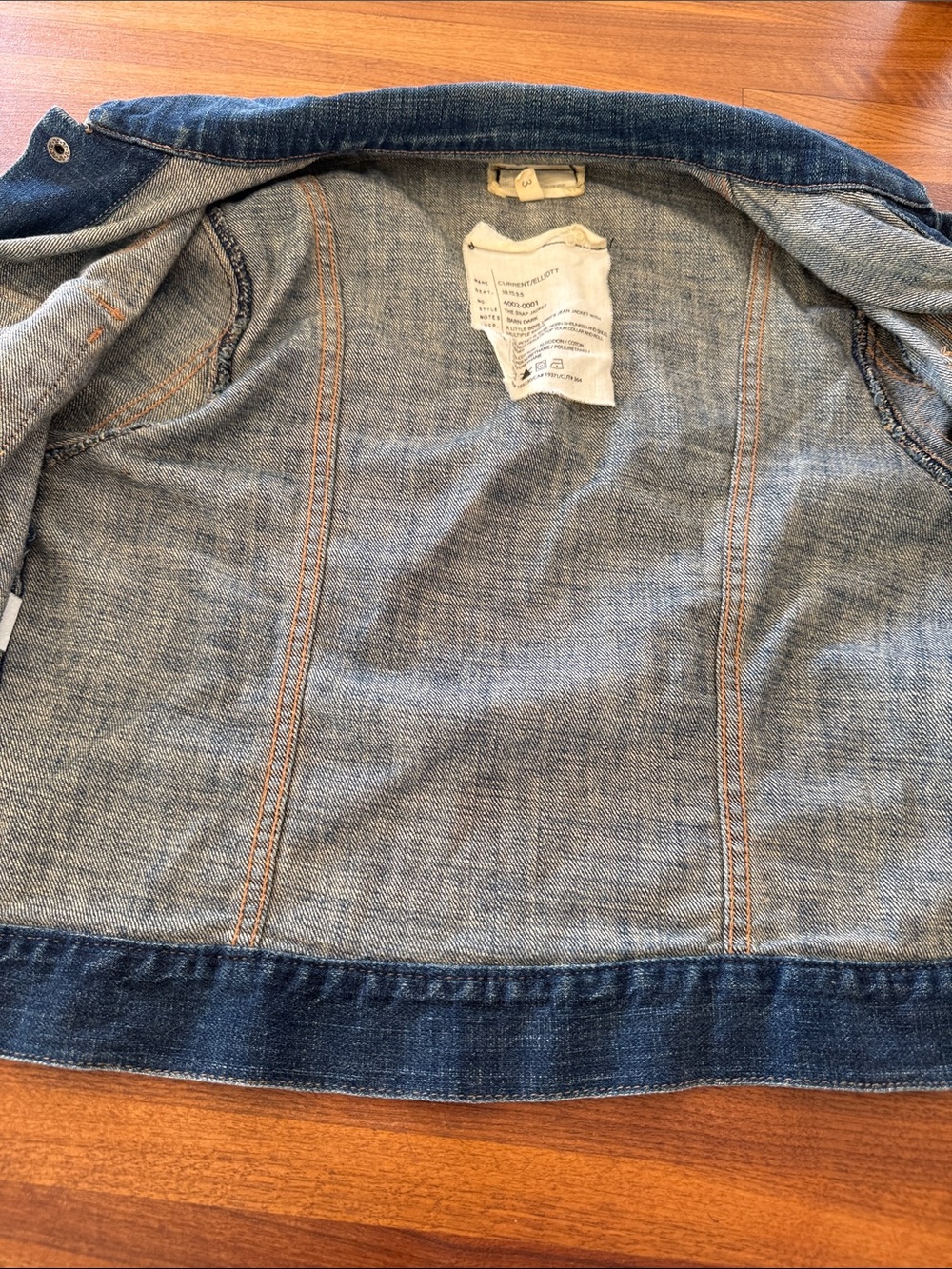 Current/Elliott Blue Denim Snap Jacket - Barn Dark - Picture 6 of 8